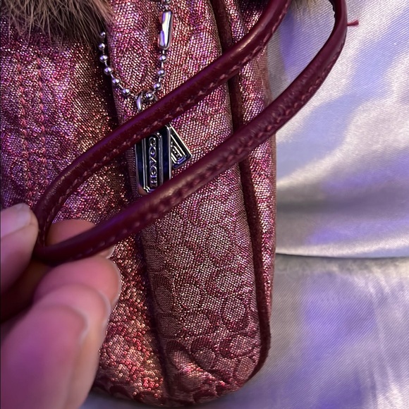 Coach Burgundy Fur-Trimmed vintage 1976 Women's wristlet - Picture 5 of 12